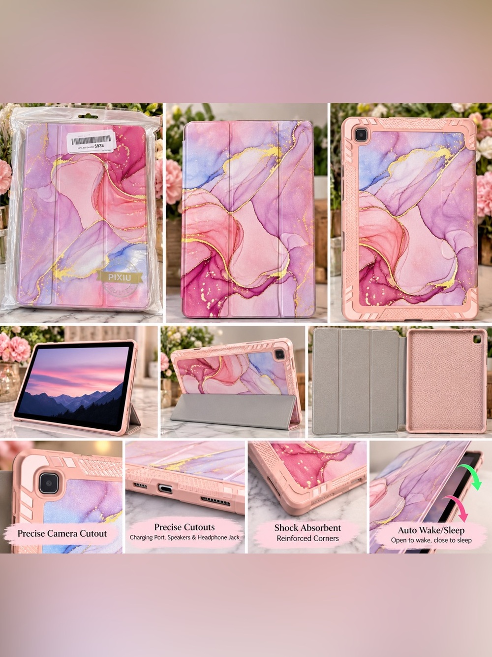 NEW Pixiu Marble Folio Case for Samsung Galaxy Tab A7 10.4”